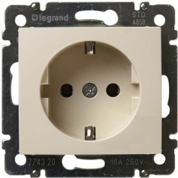 Розетка Legrand 4320 2шт, с заземлением и рамкой 2 с/к, цвет слоновая кость, скрытая установка — фото 1