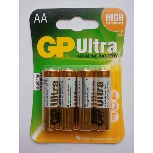 батарейка gp ultra aa lr06 15au алкалиновая bc4 Батерейка GP Ultra LR06|AA щелочная блистер, алкалиновая, 4