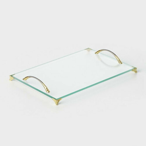 Поднос стеклянный с металлическими ручками и ножками 206 x 306 см 1818₽