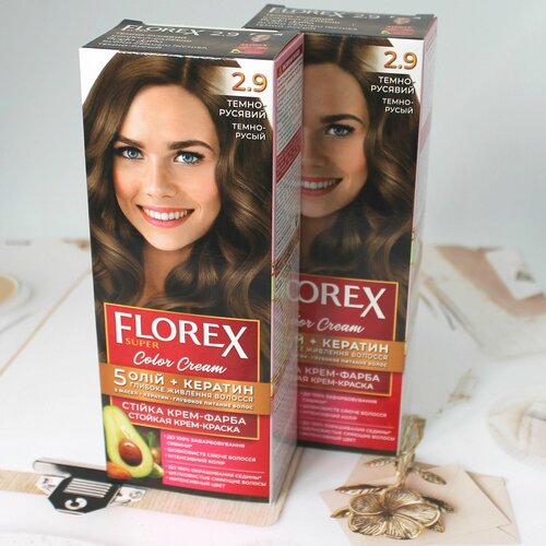 Краска 2 шт для волос 29 FLOREX-SUPER Темно-русый 605₽