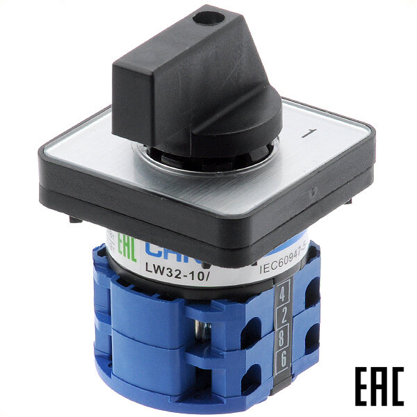 Выключатель кулачковый 425062 LW32-10/C03/2 10А 2 положения (0-1) открытый IP40 CHINT