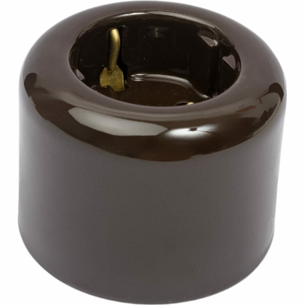 Розетка BIRONI Бирони ришелье ретро с заземлением  керамика цвет коричневый R1-101-02