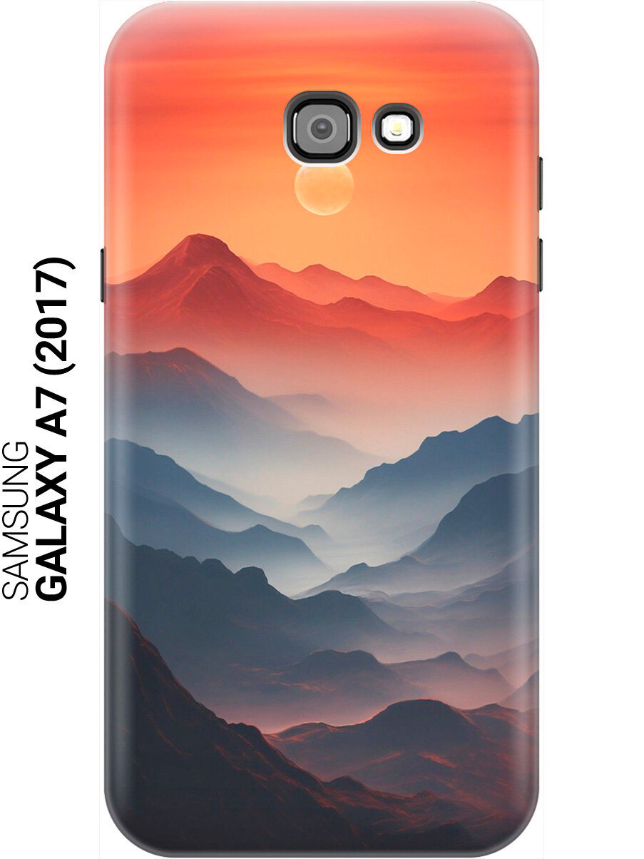 Силиконовый чехол на Samsung Galaxy A7 (2017) с принтом "Луна над горами"
