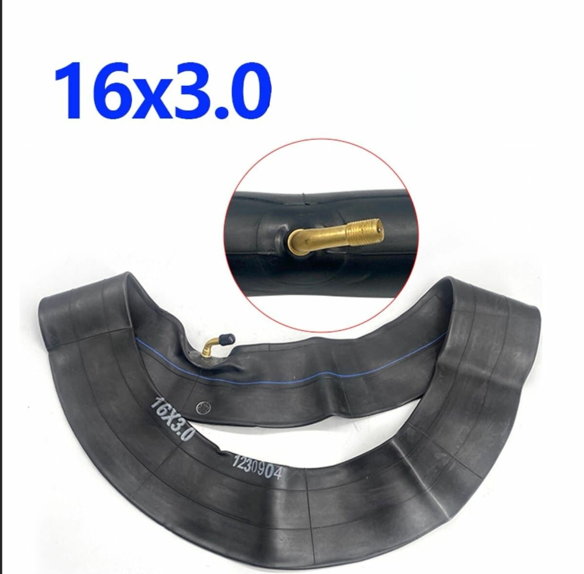 Камера усиленная для моноколеса 16х3 с изогнутым ниппелем с поворотом на 0 градусов