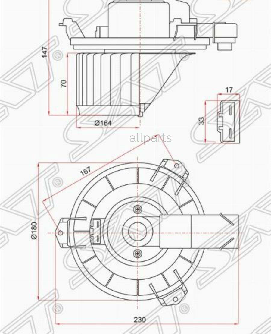SAT ST-87103-35060 Мотор отопителя салона (Левый руль) Ford Mondeo 14-19 / Toyota Land Cruiser Prado 02-09