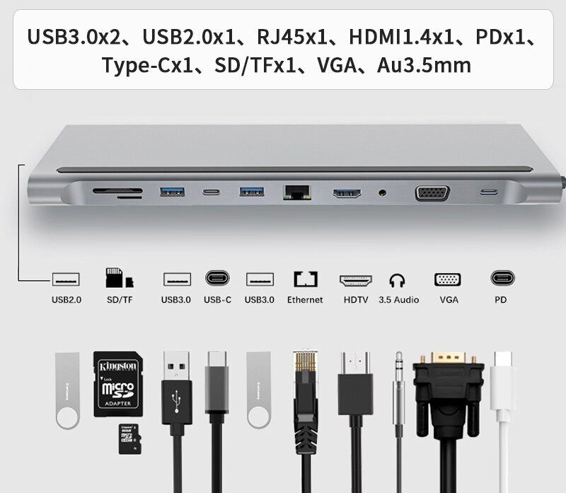 Многофункциональный концентратор Type-C "11 в 1"