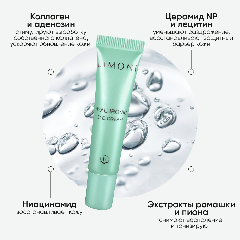 LIMONI Крем ультраувлажняющий для век с гиалуроновой кислотой / Hyaluronic Ultra Moisture Eye Cream 15 мл - фото №4