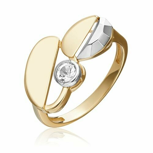 Кольцо PLATINA, комбинированное золото, 585 проба, родирование, топаз, размер 17, серебряный, золотой золотое кольцо с алмазными гранями 010912 17 5