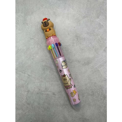 Ручка Капибара многоцветная 10 цветов розовый 319₽
