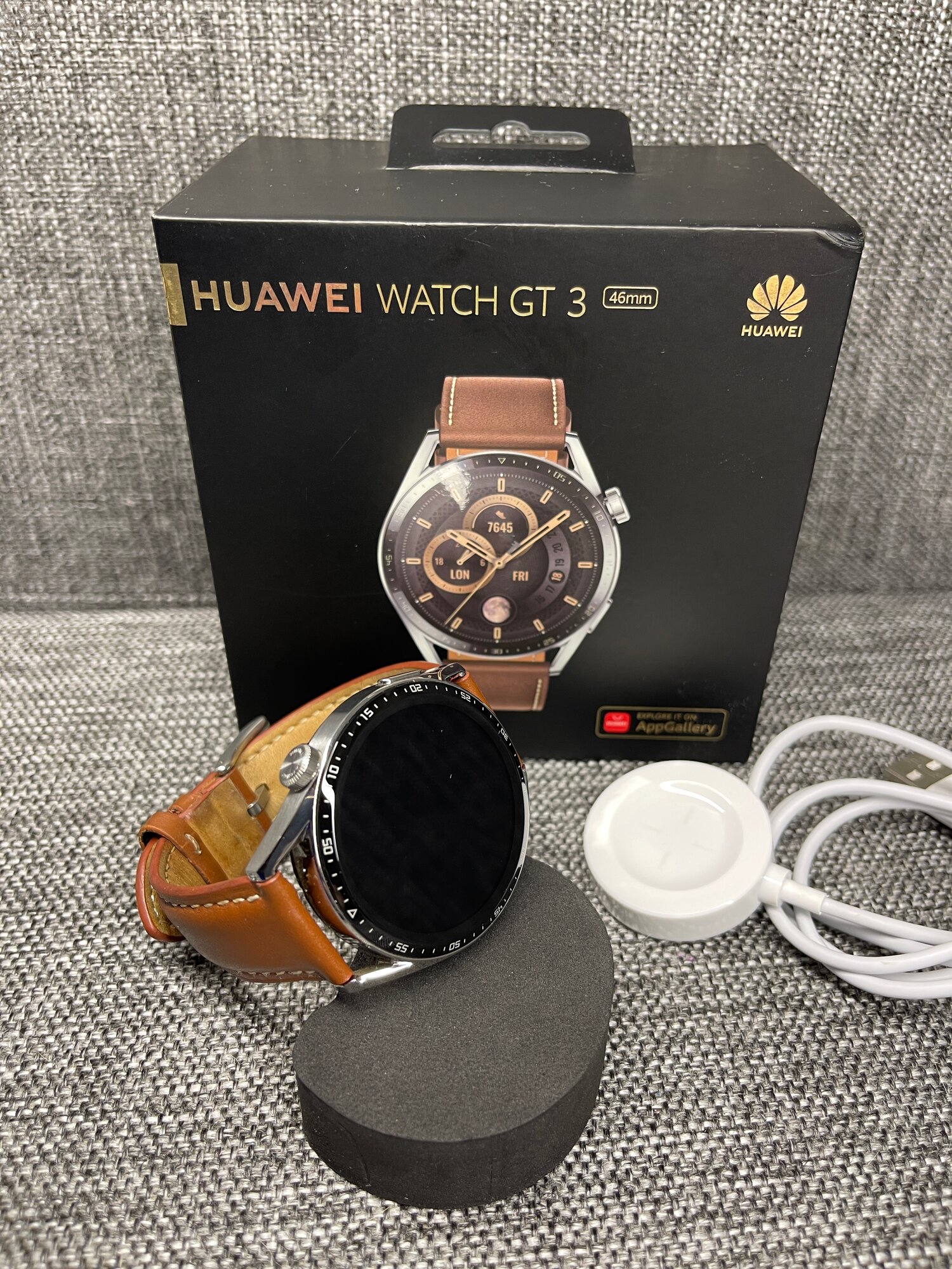 Смарт-часы Huawei Watch GT 3 JPT-B29, нержавеющая сталь коричневый кожаный ремешок — фото 1