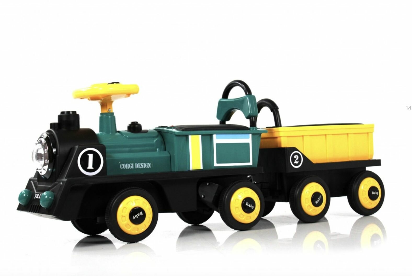 Детский электромобиль паровоз Rivertoys K008AM зеленый