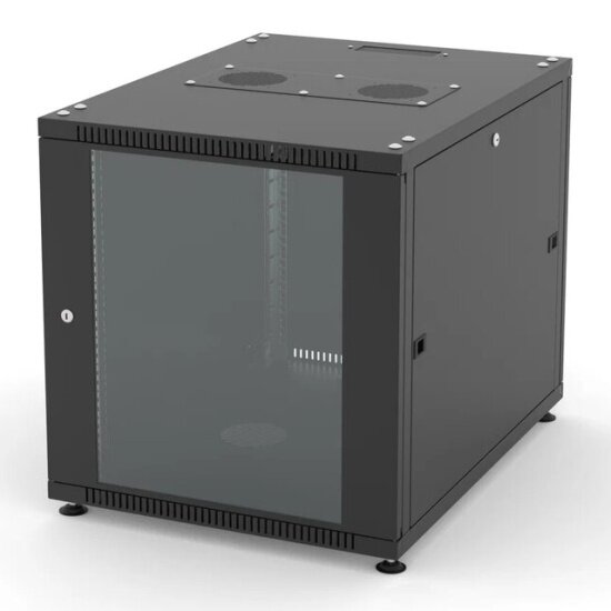 Шкаф напольный Filum 19' 12U NETWORK (ШxГxВ) 600x800x623 мм, двери: стеклянная/сплошная металл, цвет черный RAL9005