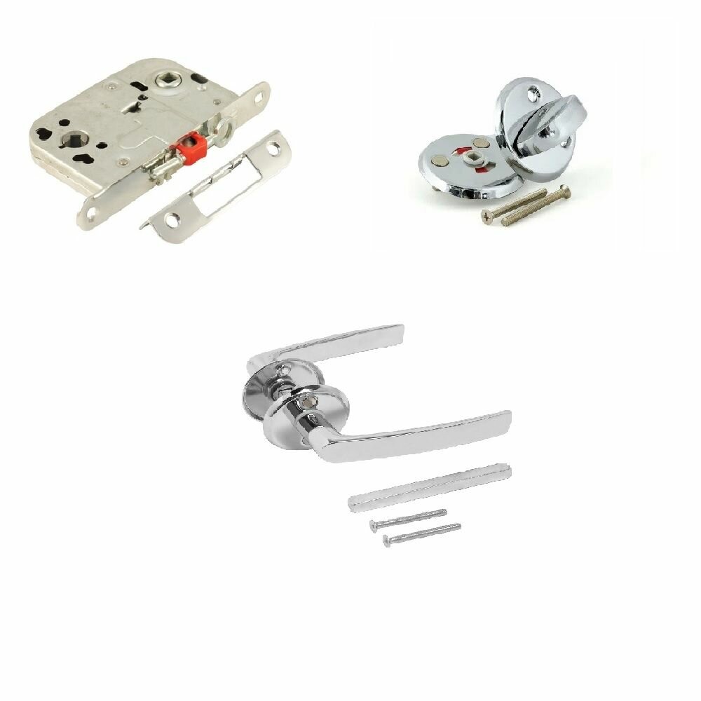 Комплект замка для финских дверей под фиксатор Хром