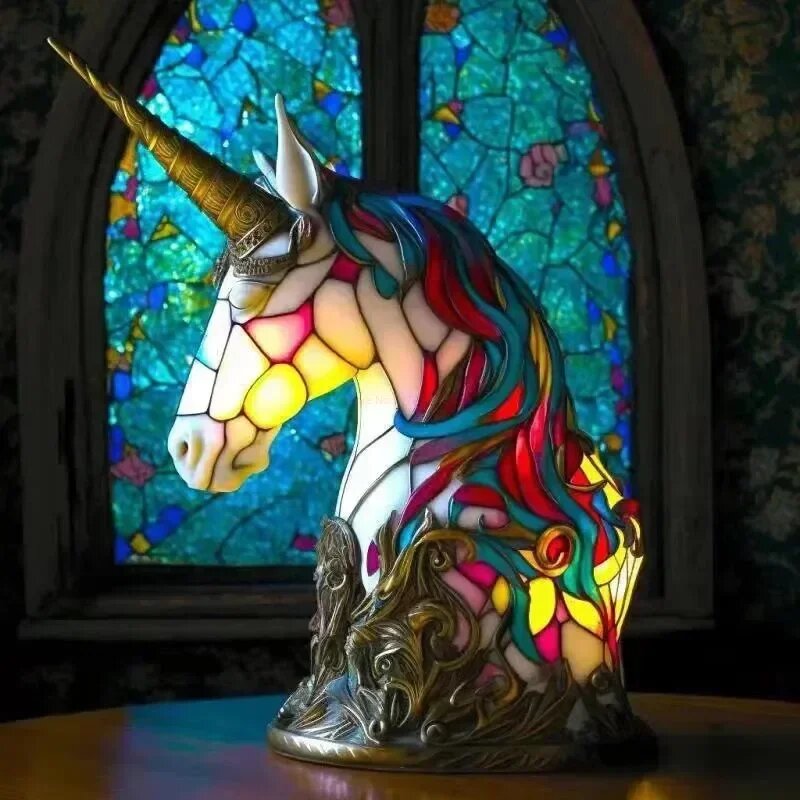 Настольная лампа Bandai из смолы, единорог, unicorn, 15cm, Унисекс