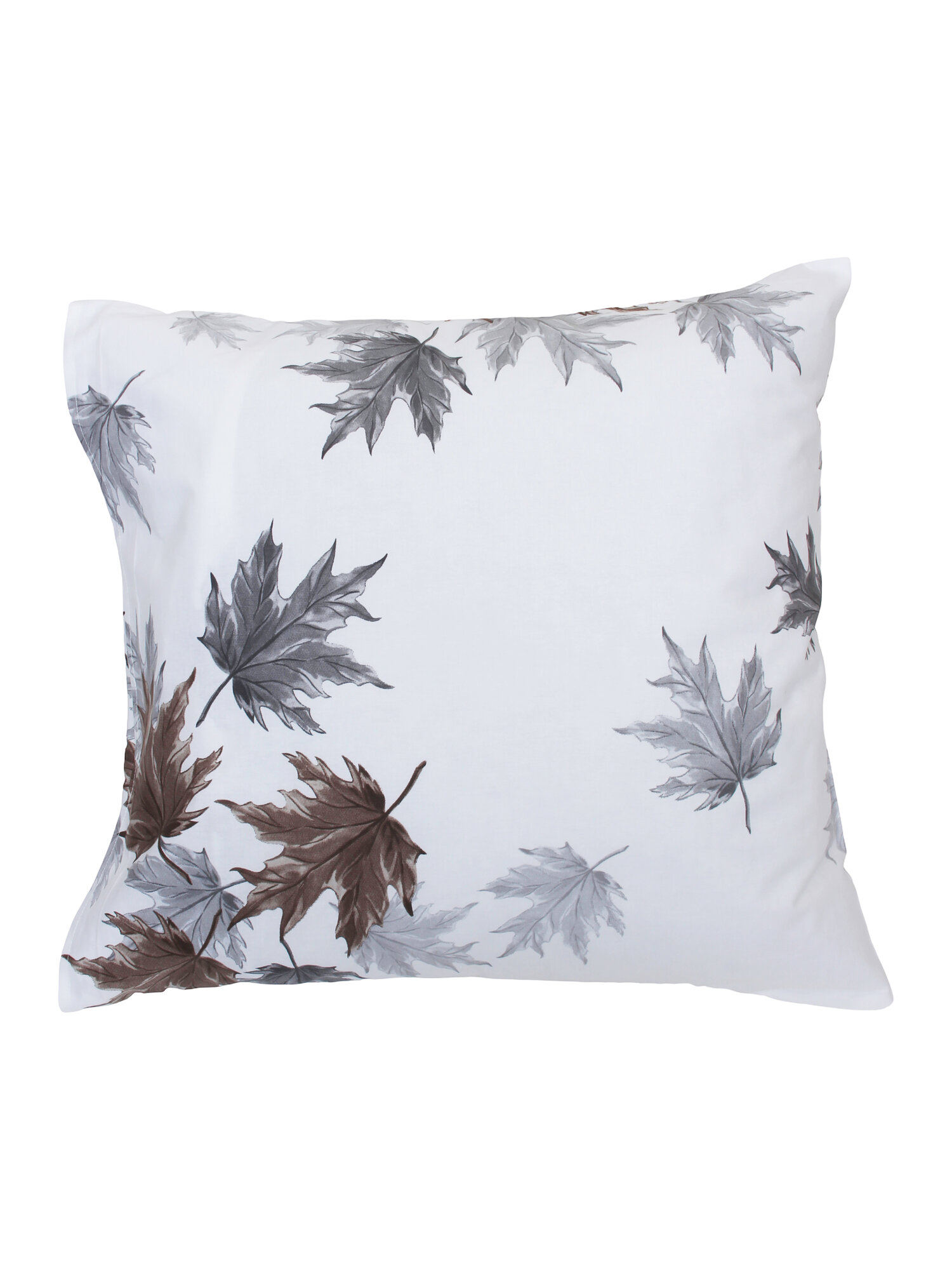 Белая (с узором листьев) наволочка супер-сатин, с клапаном, мягкая, без катышков, 1 шт, 60x60 см — фото 1