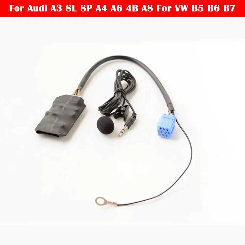 Для Audi A3 8L 8P A4 A6 4B A8 Для VW B5 B6 B7 Автомобильный микрофон Bluetooth 5,0 AUX Handsfree 8-контактный адаптер A2DP Музыкальный аудиокабель