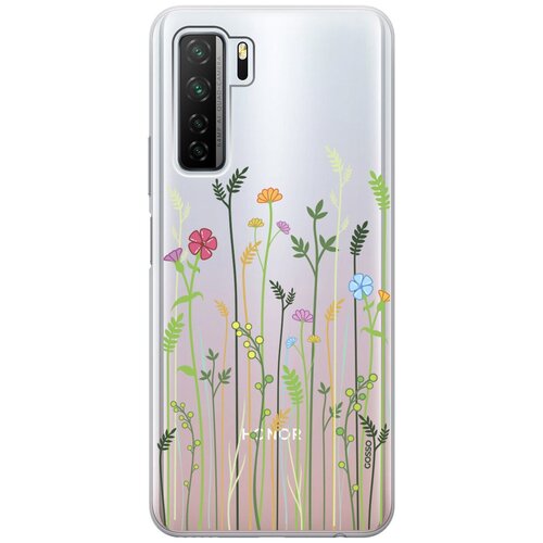 Ультратонкий силиконовый чехол-накладка Transparent для Huawei Nova 7 SE, Honor 30S с 3D принтом Flowers & Fern ультратонкий силиконовый чехол накладка transparent для huawei nova 7 se honor 30s с 3d принтом all of me