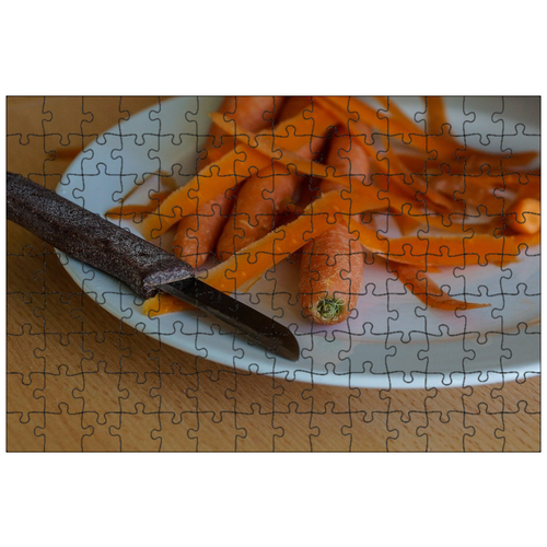 фото Магнитный пазл 27x18см."морковь, нож, приготовление еды" на холодильник lotsprints