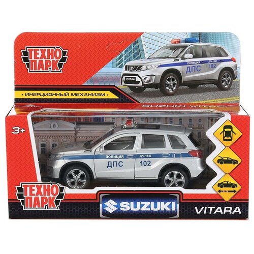 Машина металлическая «Suzuki Vitara полиция», 12 см, открываются двери и багажник, цвет серебристый машины технопарк машина металлическая suzuki vitara s 2015 12 см