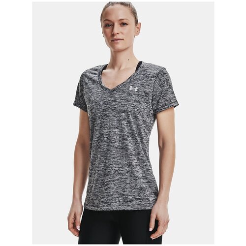 фото Футболка для фитнеса under armour tech twist v-neck, силуэт полуприлегающий, размер xs, серый