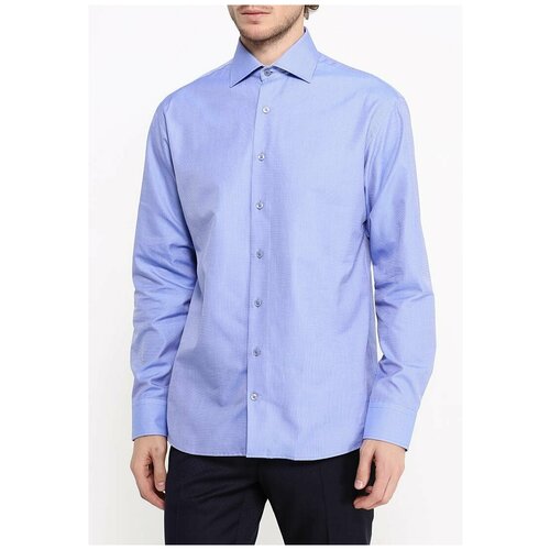 фото Рубашка мужская длинный рукав berthier udine-835121/ fit-m(0), полуприталенный силуэт / regular fit, цвет голубой, рост 174-184, размер ворота 44