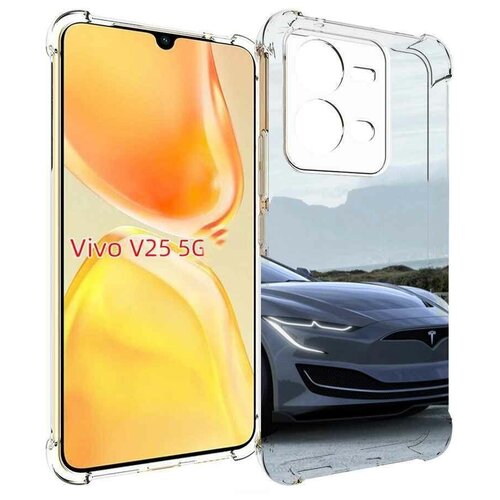 Чехол MyPads тесла tesla 2 мужской для Vivo V25 5G / V25e задняя-панель-накладка-бампер