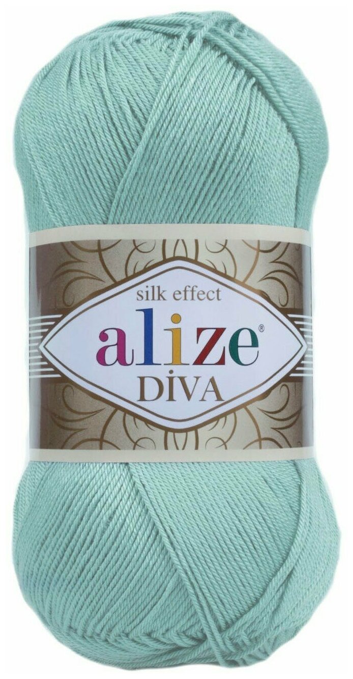 Пряжа Alize Diva - 1 шт, 463 мята, 350м/100г, 100% микрофибра акрил /Ализе Дива/