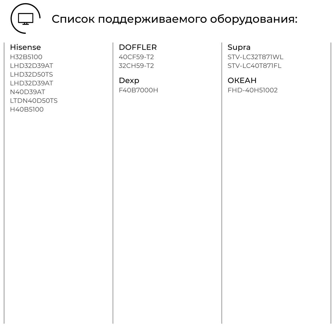 Пульт PDUSPB ER-22601A для DEXP / Doffler / Hisense / SUPRA / океан (FHD-40H51002)