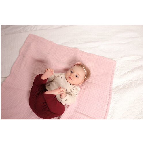 Муслиновый плед-одеяло 90х100см Little Crown / муслин 8 слоев, серый