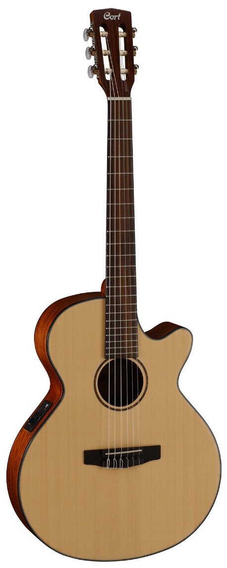 Классическая гитара со звукоснимателем, с вырезом Cort CEC3 Natural Satin