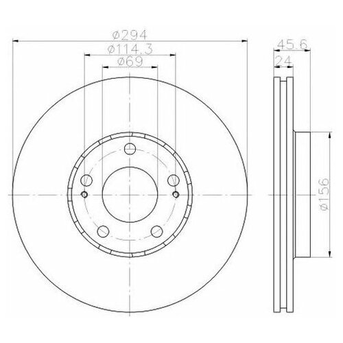 фото Тормозной диск передний hella 8dd355111571 для citroen c-crosser; mitsubishi lancer iv, v, viii, outlander i, ii, iii; peugeot 4007