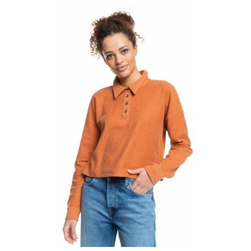 фото Рубашка-поло с длинным рукавом all day every day, цвет оранжевый, размер xl roxy