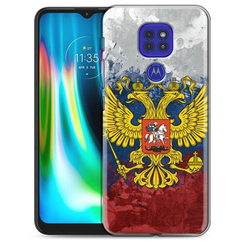 Дизайнерский силиконовый чехол для Motorola Moto G9 Play Российский флаг стекло задней камеры для motorola moto g9 play синий