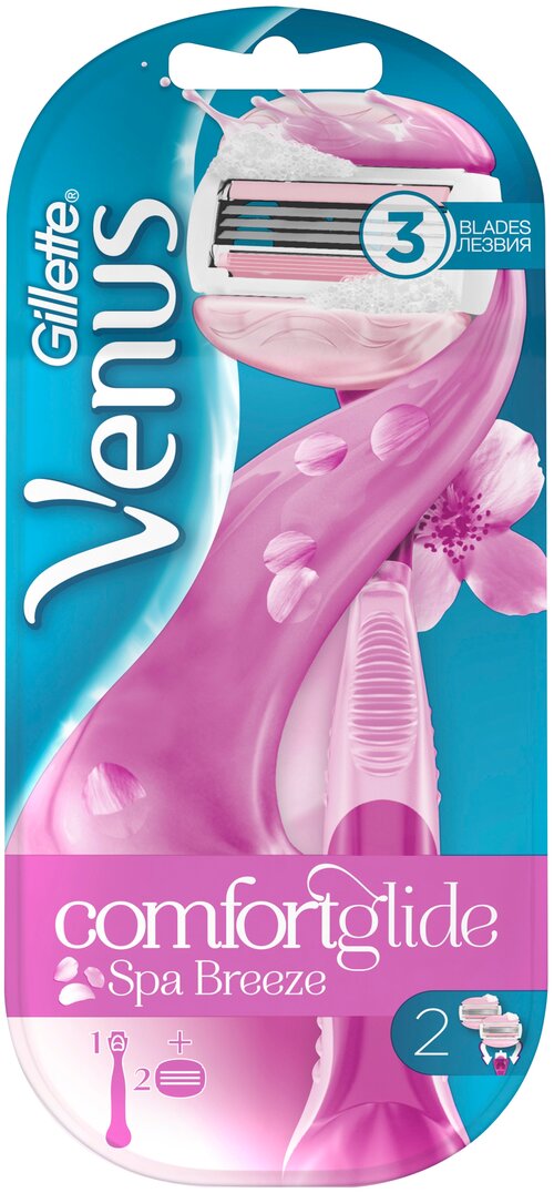 Venus ComfortGlide Spa Breeze Бритвенный станок, с 2 сменными лезвиями в комплекте