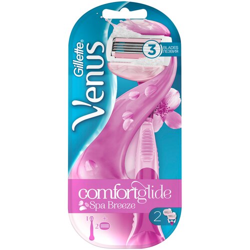 Женская бритва Gillette Venus Breeze SPA, (cо встроенными полосками с гелем), 2 кассеты