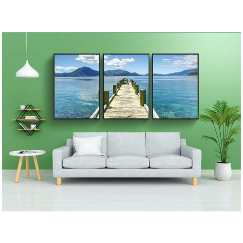 фото Набор модулных постеров для интерьера "синий, бирюзовый, понтон" 60x90 см. в тубусе, без рамки lotsprints