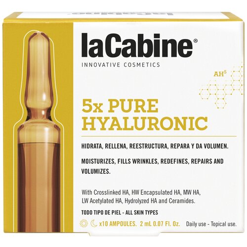 Lacabine Комплекс из 5 видов гиалуроновой кислоты в ампулах 5Xpure Hyaluronic Ampoules, 10х2 мл