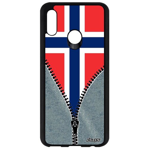 фото Ударопрочный чехол на мобильный // honor 10 lite // "флаг норвегии на молнии" страна патриот, utaupia, серый