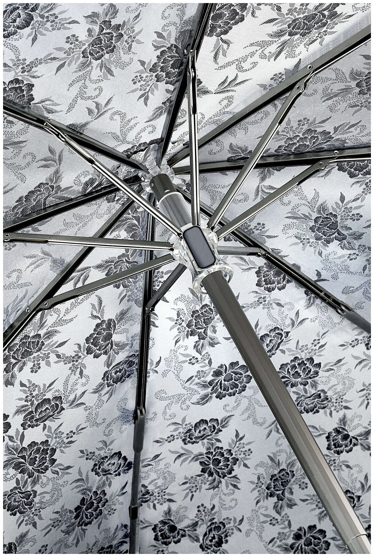 Зонт FULTON, механика, 3 сложения, купол 94 см., 8 спиц, ручка натуральная кожа, чехол в комплекте, для женщин, мультиколор - фотография № 4