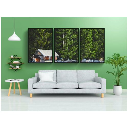 фото Набор модулных постеров для интерьера "зима, снег, сарай" 60x90 см. в тубусе, без рамки lotsprints