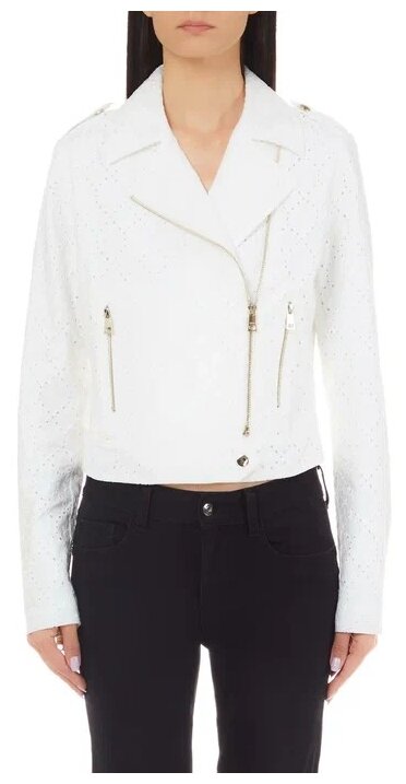 куртка LIU JO, демисезон/лето, укороченная, карманы, без капюшона, размер M, белый - фотография № 1