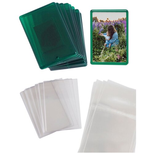 Набор заготовок магнитов 10 шт.Зеленый/Фоторамка магнитная/Заготовка акрилового магнита под фото