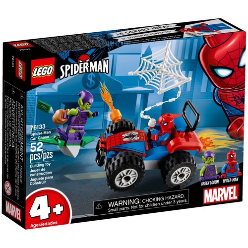 конструктор lego marvel super heroes 76219 битва роботов человека паука и зелёного гоблина LEGO Marvel Super Heroes 76133 Автомобильная погоня Человека-Паука, 52 дет.