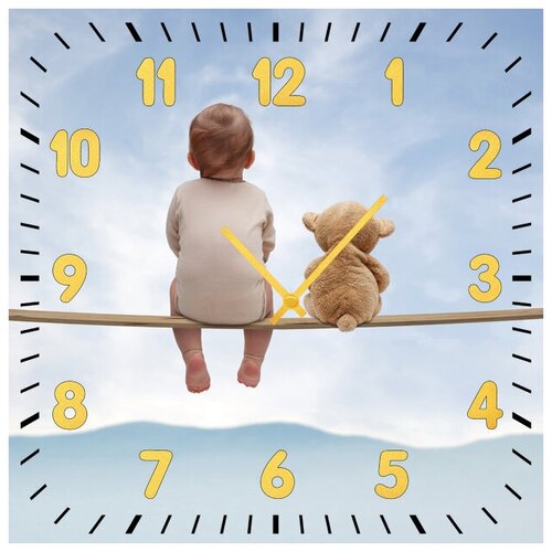 фото Svs настенные часы svs 4002045 ребенок с мишкой смотрят в небо