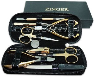Маникюрный набор Zinger 7106-G, на молнии, 8 предметов (прям. б