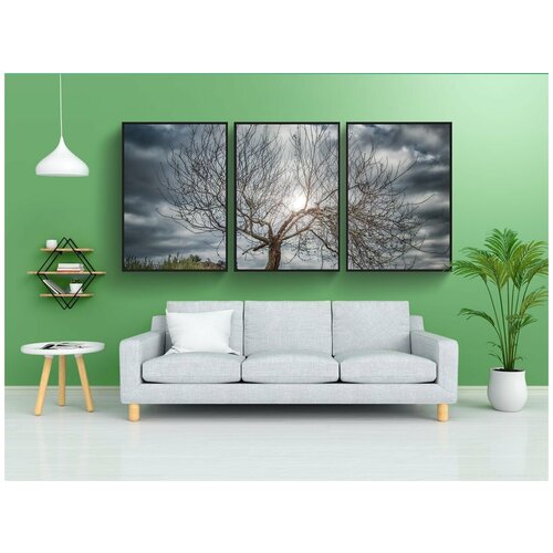 фото Набор модулных постеров для интерьера "дерево, облака, небо" 60x90 см. в тубусе, без рамки lotsprints