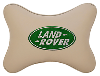 Подушка на подголовник экокожа Beige с логотипом автомобиля Land Rover