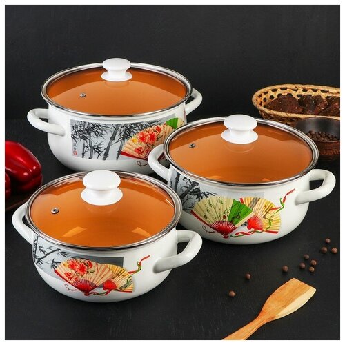 фото Набор кастрюль «веер», 3 кастрюли: 2 л, 3 л, 4 л mikimarket