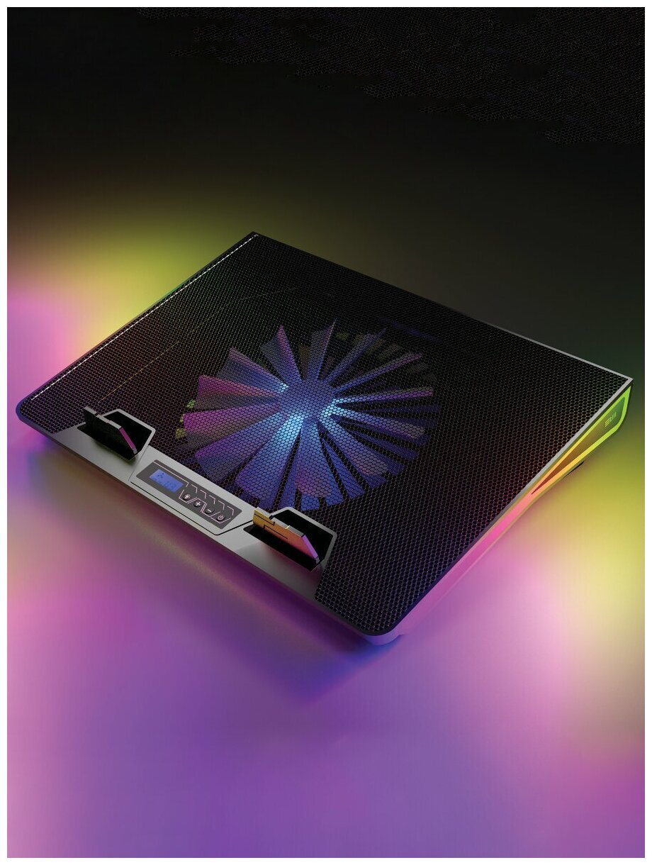 Регулируемая, мощная охлаждающая подставка STM для ноутбука/Macbook на кровать с вентилятором и RGB подсветкой 15