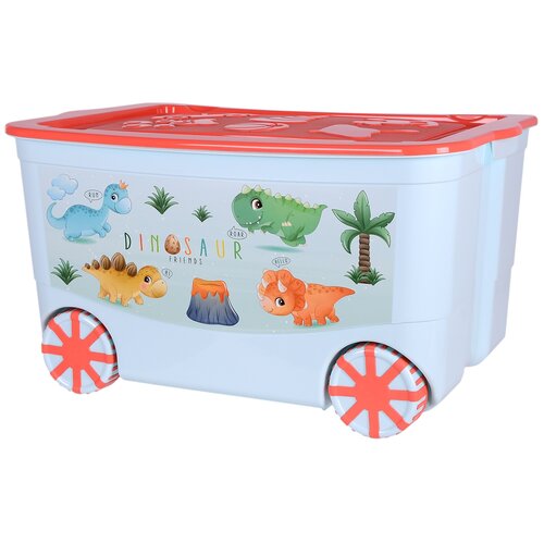 Ящик elfplast KidsBox, 50 л, 61.3х40.8х33.5 см, светло-бирюзовый/коралловый